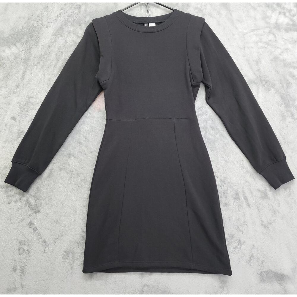 H&M Divided Structured Sweatshirt Dress Size XS Black Crew Neck Stretch Pullover